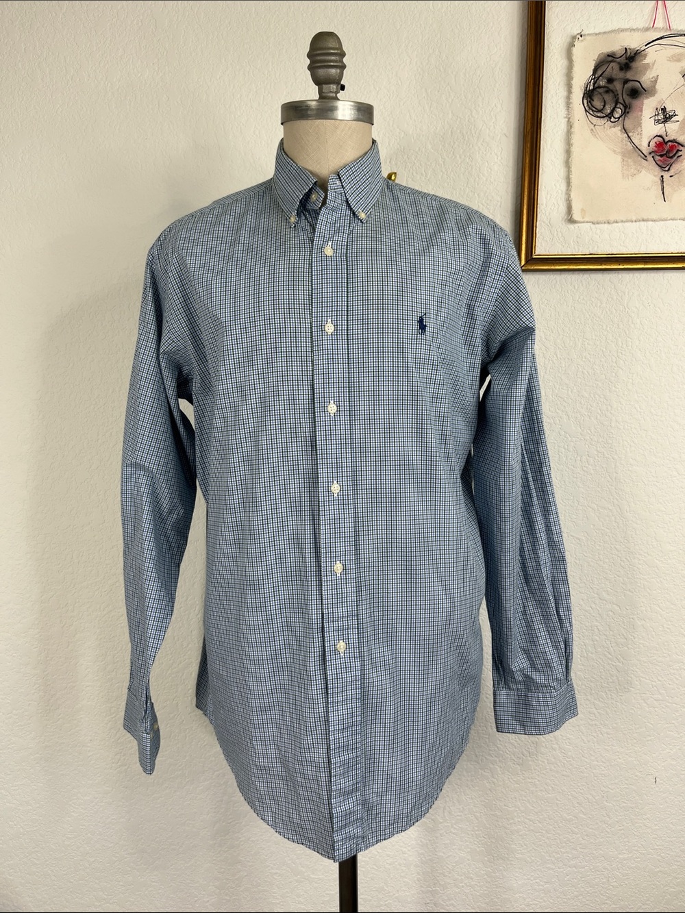 Polo Ralph Lauren Blake Gridded Plaid Embroidered Pony Button Front Shirt